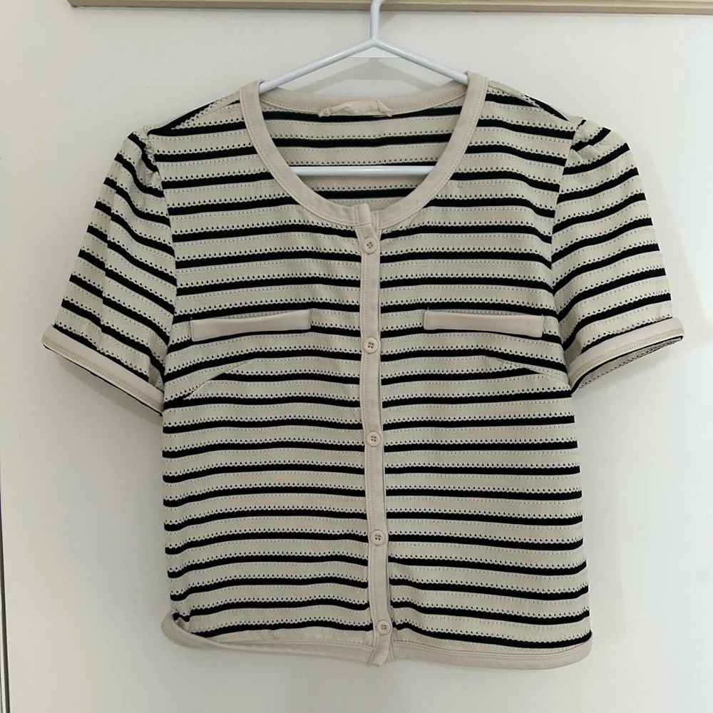 Chic Striped Button-Up Top - Picture 1 of 1